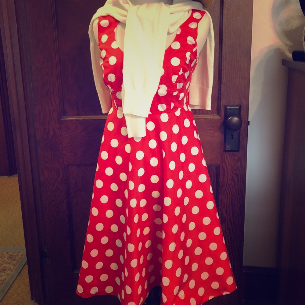 Hell bunny poka dot heart dress